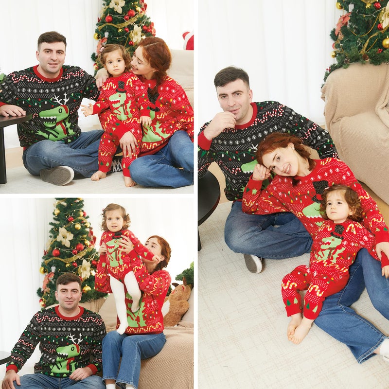 Simplee kids Ugly Christmas Sweater Family Matching Outfits for Holiday Party Knitted Pullover for Winter 4T Kids - Image 4